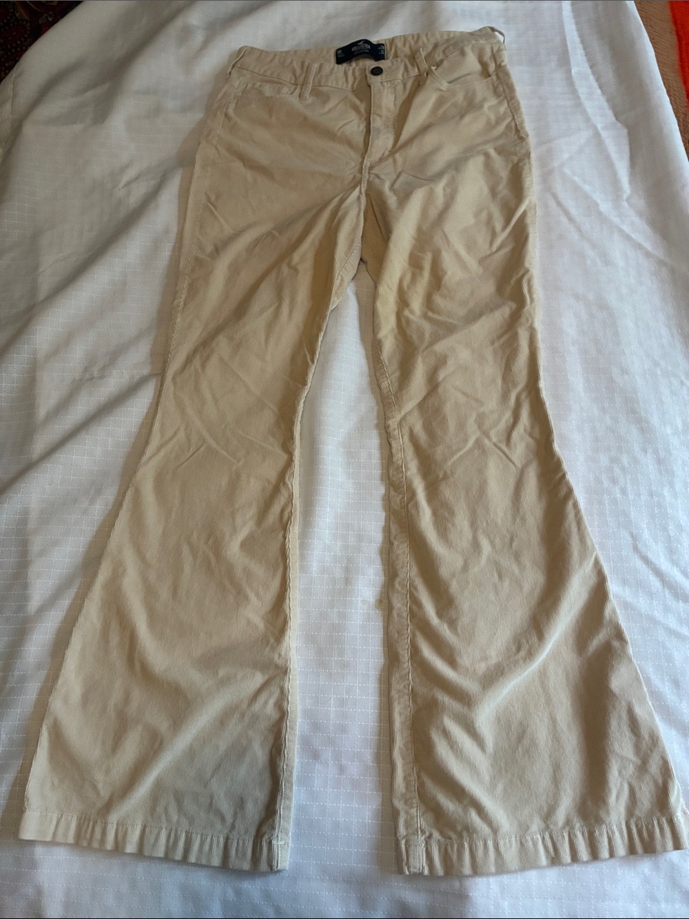 Hollister High-Rise Flare Corduroy Pants - Cream Sz 9